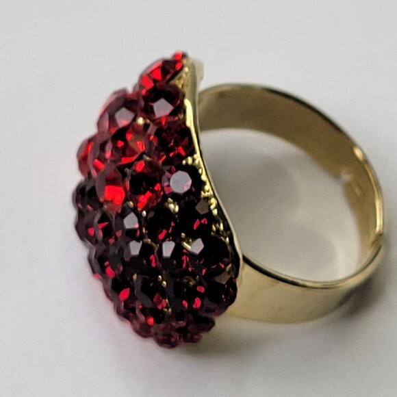 Red Rhinestone Adjustable Ring Rectangular Shape Adjustable Ring, Crystal Ring - Picture 9 of 13